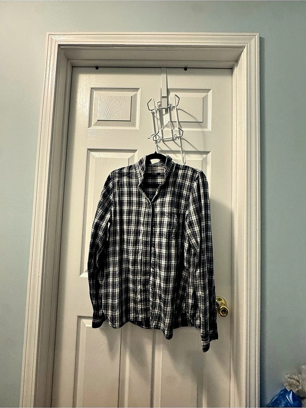 Madewell Plaid Button Down in Gray & White Large Like New